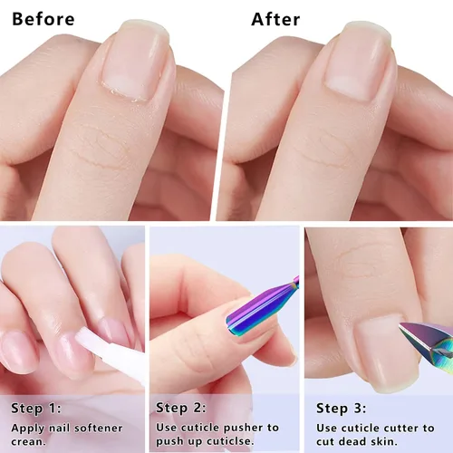 Miniatura 5 de Cortador de cutículas con empujador de cutículas y tijeras, removedor de cutículas, herramientas profesionales de manicura de pedicura duraderas
