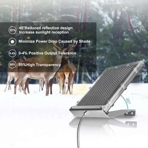 Miniatura 3 de POWOXI Panel solar para alimentador de ciervos 6V 1.5W cargador de batería solar impermeable con soporte de montaje clip cocodrilo alimentadores
