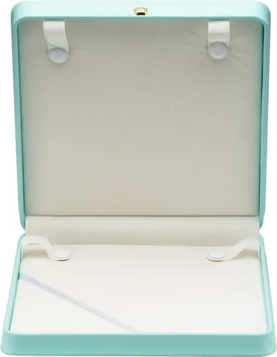 Miniatura 2 de COWFEX Cadena larga de perlas PU collar caja de regalo vitrina soporte de almacenamiento (azul)