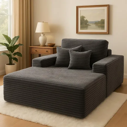 Miniatura 15 de COMHOMA - Sofá seccional modular de 105" con asiento profundo, sofá en forma de L tapizado en nube, brazos anchos, tela de corduroy, chaise lounge