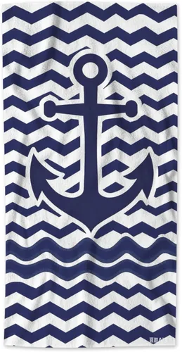 AOYEGO Anchor - Toallas de mano náuticas azul marino en rayas onduladas cheurón altamente absorbentes, toallas suaves para baño, playa, cocina, spa,