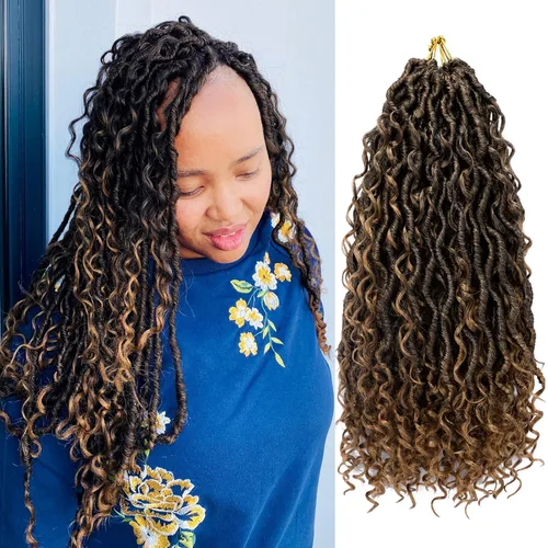 Miniatura 28 de Goddess Locs - Cabello de ganchillo de 10 pulgadas, 7 paquetes de cabello de ganchillo bohemio sintético para mujeres negras, rastas de ganchillo #1B