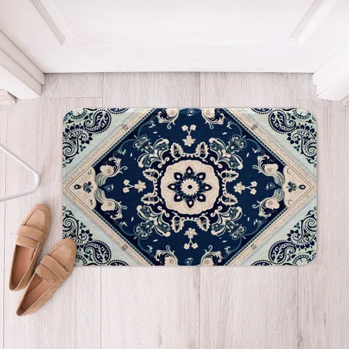 Miniatura 11 de Erosebridal Alfombras de baño vintage art decó, alfombra de baño antideslizante con medallón oriental rojo, 16 x 24 pulgadas, estilo bohemio, turco