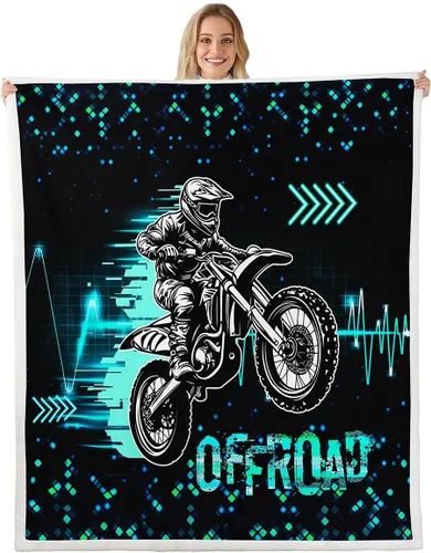 Castle Fairy Motorcross - Manta geométrica para niños, azul neón, verde, ligera, geométrica, para deportes extremos, juegos de deportes extremos,