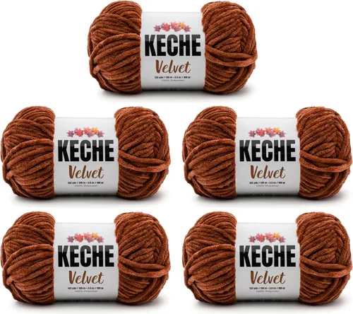 Miniatura 143 de Keche Hilo de terciopelo para ganchillo, manta de felpilla suave, voluminosa, hilo amigurumi, 3.53 oz (132 yardas), color azul bebé