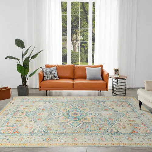 Miniatura 20 de Syalife 6x9 Alfombra Lavable para Área, Ultra Suave Antideslizante, Pila Baja, Alfombra Vintage Resistente a Manchas para Sala de Estar, Alfombra