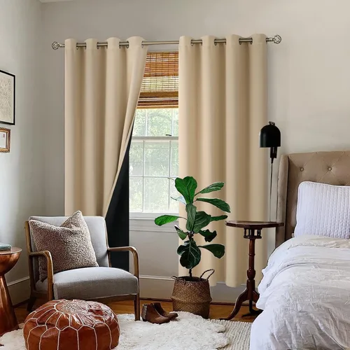 Miniatura 2 de BGment - Cortinas con aislamiento térmico para habitación, 100 % opacas, con forro negro, cortina de doble capa con ojales, reduce el ruido