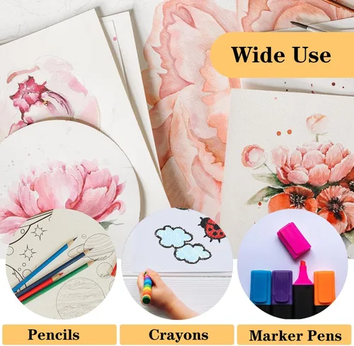 Miniatura 5 de Papel de dibujo artístico crema de 8.5" x 11" para pintura, construcción a granel, papel de manualidades de 80gsm para bocetos, garabatos y colorear