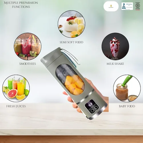 Miniatura 4 de Licuadora portátil de 16 oz/16.9 fl oz para jugos y batidos con 12 cuchillas de acero inoxidable Recargable por USB y control de múltiples