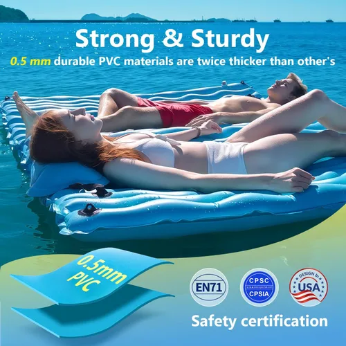 Miniatura 4 de Alfombra flotante inflable gigante mejorada 2025 - Flotador de piscina para adultos con hamaca para piscina, piscina, playa, lago para fiesta