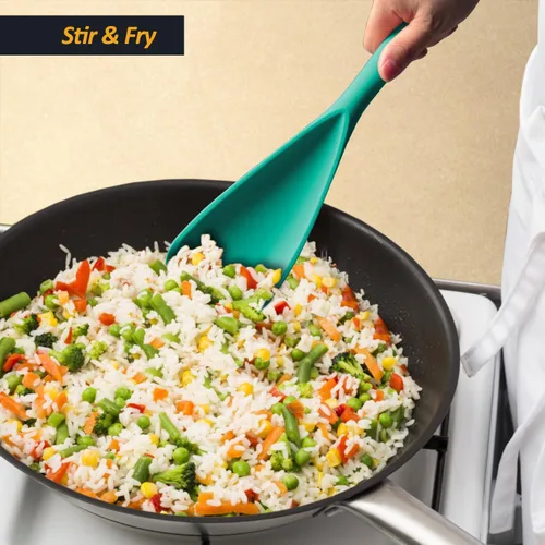 Miniatura 5 de Cuchara de espátula de silicona, excelente tanto para cocinar como para servir, duradera, libre de BPA, silicona negra mate, diseño sin costuras