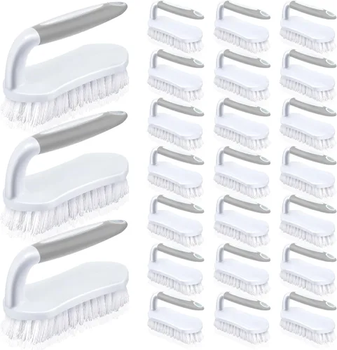 Miniatura 7 de Lallisa 12 piezas de cepillos para limpieza con mango, cómodo de agarrar, resistentes, flexibles y rígidas, cepillos a granel para ducha, baño, verde