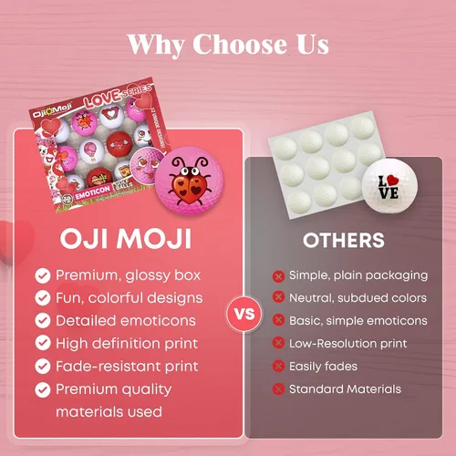 Miniatura 5 de Oji Moji - Juego de pelotas de golf Emoticon Love Series, regalo del día de San Valentín, paquete de 12 regalos novedosos, regalo de golf