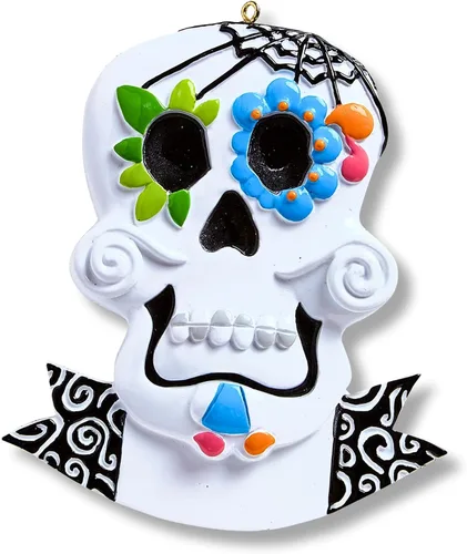 Miniatura 3 de Ornaments by Elves - Adorno personalizado de calavera de México, adorno de Navidad, decoración de esqueleto tradicional mexicano, máscaras