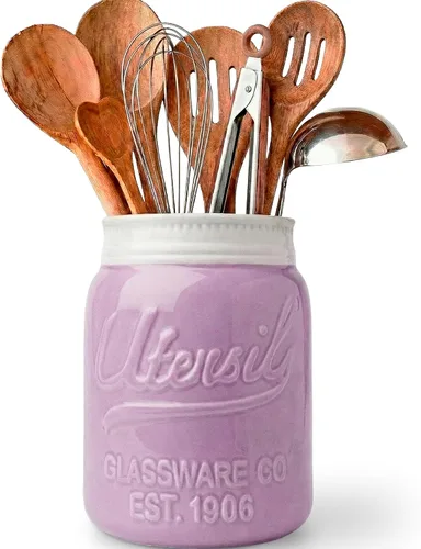 Miniatura 10 de Comfify Portautensilios de Tarro Mason de Boca Ancha Organizador Decorativo de Utensilios de Cocina Crock - Regalo Perfecto para Utensilios