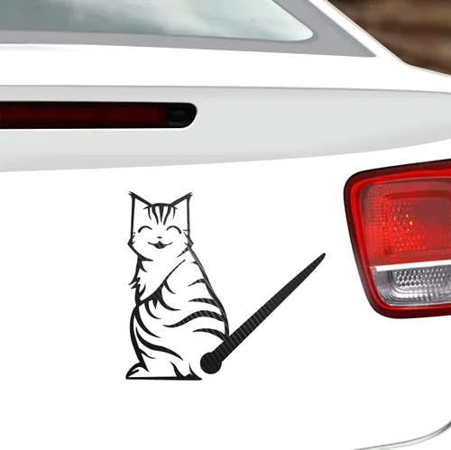 Miniatura 9 de Adhesivo para limpiaparabrisas trasero de gato, divertido gato en movimiento, cola en movimiento, adhesivo para limpiaparabrisas trasero