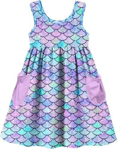 Miniatura 10 de Vieille Vestido sin mangas para niñas pequeñas, lindo vestido de verano con bolsillo, 2-7 años
