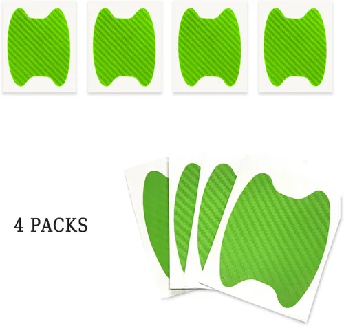 Miniatura 7 de Blilo 4 calcomanías protectoras universales de fibra de carbono para manijas de puerta, verde, textura de fibra de carbono, antiarañazos, fácil