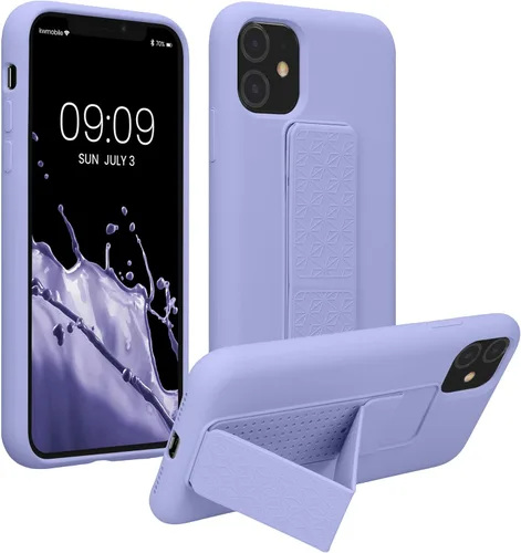 Miniatura 9 de kwmobile Funda compatible con Apple iPhone 11 - Funda con correa de mano y revestimiento de silicona TPU suave - Arándano Azul (Arándano)