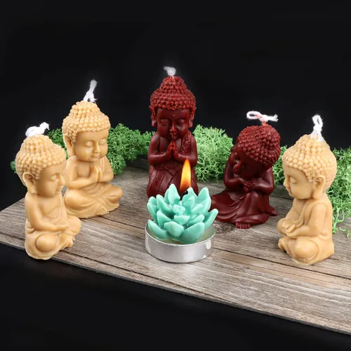 Miniatura 4 de Cestony Moldes de silicona con forma de Buda 3D para hacer velas, pilar de resina, aromaterapia, velas de yeso, cera de arcilla, adorno para Buda-d