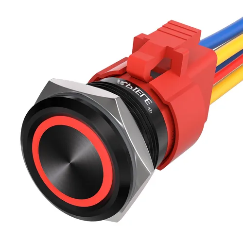 Miniatura 10 de APIELE Interruptor de botón momentáneo de 10 A, 22 mm, LED ojo de ángel, impermeable, redondo, autorresetable, 7/8'', 1NO 1NC