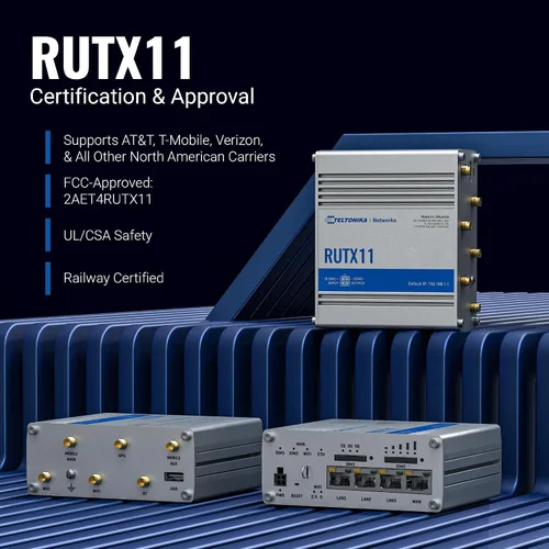 Miniatura 6 de Teltonika RUTX11 Router WiFi celular industrial con ranura para tarjeta SIM dual, 4G LTE CAT 6, velocidades de hasta 300 Mbps, conectividad LAN