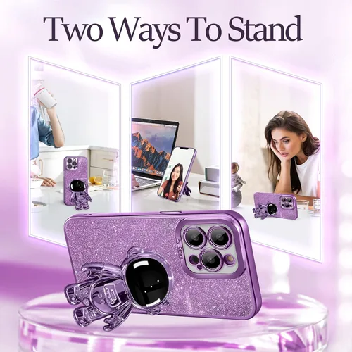 Miniatura 163 de Buleens Funda para iPhone 11 Pro Max Astronauta, Fundas Transparentes para iPhone 11 ProMax con Papel con Purpurina y Soporte de Astronauta, Mujeres