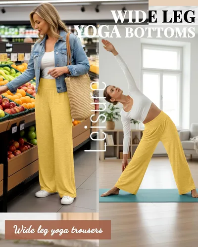 Miniatura 121 de Neer - Conjunto de 3 pantalones de yoga de pierna ancha para mujer - Pantalones deportivos cómodos, holgados, de cintura alta y casuales
