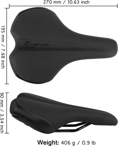 Miniatura 5 de FIFTY-FIFTY Sillín de bicicleta de montaña, cómodo asiento de bicicleta de espuma viscoelástica, suave e impermeable para hombres y mujeres