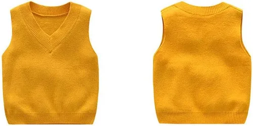 Miniatura 2 de PTPUKE Chaleco de punto sin mangas con cuello en V para bebés, niños y niñas
