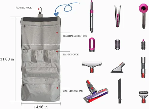 Miniatura 2 de Bolsa de almacenamiento multiusos para accesorios de aspiradora, negro, bolsa, unisex, cierre de cremallera, asa de clip, correa para el hombro, 15