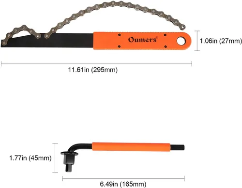 Miniatura 3 de Oumers Herramienta de extracción de casete de bicicleta con látigo de cadena y llave auxiliar, herramientas de extracción de piñones de bicicleta
