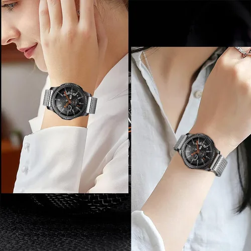 Miniatura 9 de Compatible con Galaxy Watch 1.811 in/Galaxy Watch 3 1.772 in/Gear S3 Frontier Classic Band 0.866 in Acero inoxidable malla metálica Loop Correa