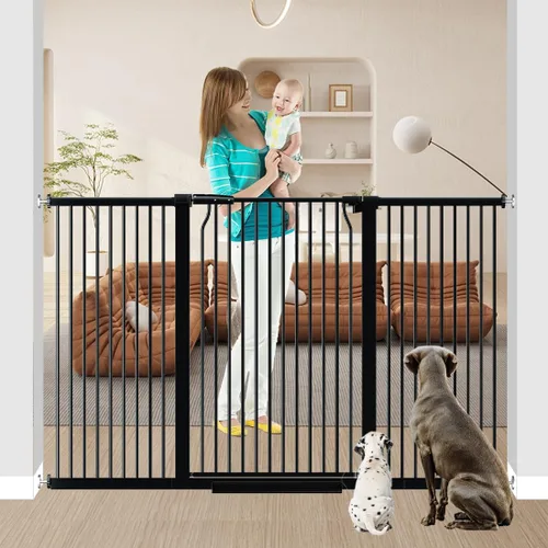 Miniatura 12 de Puerta de bebé extra alta de 40.55" para escaleras - 40.6"-54.7" de ancho 1.37" de espaciado ultra estrecho Puerta extra ancha para gatos y perros