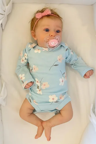 SCOM Muñecas Reborn de bebé realista Niña - Felicia, Muñecas recién nacidas realistas de 17 pulgadas con cuerpo de tela suave ponderado, Muñecas Azul