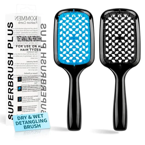 Cepillo desenredante para el cabello, rápido de quitar el pelo anudado, cerdas súper suaves, antiestático, adecuado para cabello seco, húmedo y Azul
