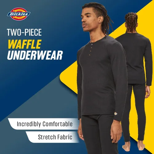 Miniatura 3 de Dickies Conjunto de ropa interior térmica Long Johns para hombre 2 piezas de punto gofre Henley para hombre