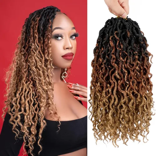 Miniatura 11 de Goddess Locs - Cabello de ganchillo de 10 pulgadas, 7 paquetes de cabello de ganchillo bohemio sintético para mujeres negras, rastas de ganchillo #1B