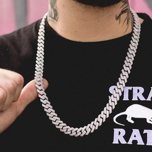 Miniatura 2 de Xikui Collares de cadena cubana, diamantes brillantes de Miami, joyería de hip hop, cadenas de eslabones cubanos de plataoro para hombres y mujeres