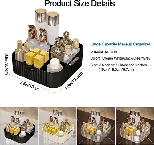 Miniatura 6 de DASITON Organizador de maquillaje acrílico, soporte para brochas de maquillaje con 9 ranuras, almacenamiento de maquillaje con asa, organizador