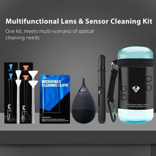 Miniatura 5 de VSGO Kit profesional de limpieza de cámara: para cámaras Canon, Nikon, Sony, DSLR y sin espejo, incluye lápiz de limpieza de lentes, soplador