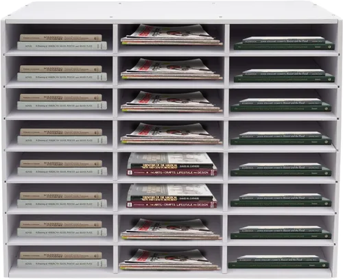 Miniatura 17 de Organizador de literatura de 12 compartimentos, clasificador de archivos de escritorio, centro de correo, gabinete de almacenamiento de papel, buzón