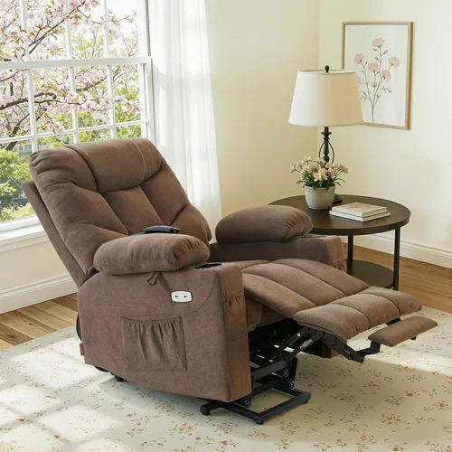 Miniatura 2 de MCombo Silla reclinable Power Lift con reposapiés extendido para personas mayores, tela 7287 (marrón, mediano)