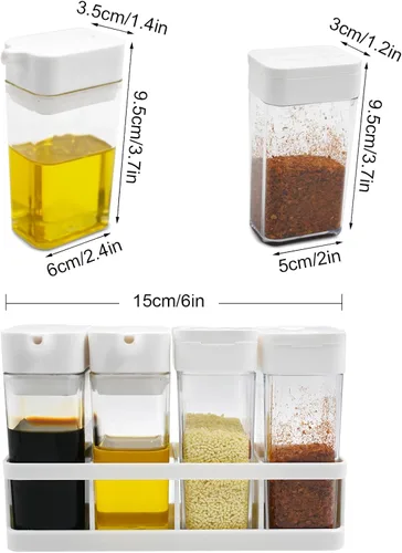 Miniatura 9 de Juego de coctelero de especias 4 en 1, contenedor de viaje para especias múltiples, recipientes de condimentos portátiles, recipientes de especias