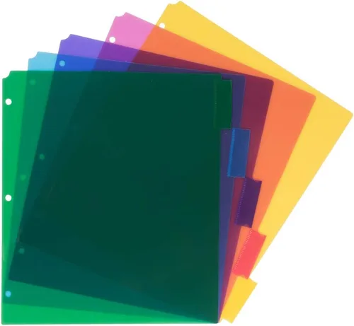 Miniatura 10 de JAM PAPER Separadores de Índice de Plástico de 5 Pestañas - 9 3/4 x 11 1/2 pulgadas - Multicolor Surtido - 5 Separadores con Pestañas/Paquete 1