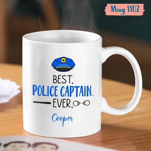 Miniatura 4 de Tazas Best Police Captain Ever, tazas de policía, taza de café personalizada de policía con nombre, regalo de oficial de policía personalizado