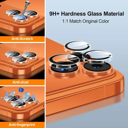 Miniatura 5 de QHOHQ Juego de 3 protectores de lente de cámara para iPhone 17 Pro Max/17 Pro/16 Pro Max/16 Pro/15 Pro Max/15 Pro, protector de lente individual 3