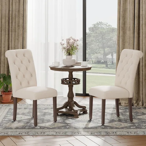 Miniatura 6 de MALOL Parsons - Juego de 4 sillas de comedor tapizadas copetudas, sillas de cocina con asiento acolchado y patas de madera maciza, sillas laterales