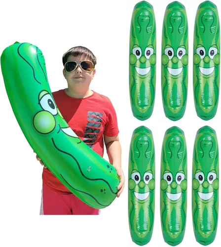 Miniatura 11 de Cabeza de pepinillo sonriente inflable gigante gigante de 36 pulgadas (3 pies). Vinilo inflable de cara inflable para playa, piscina, fideos, broma