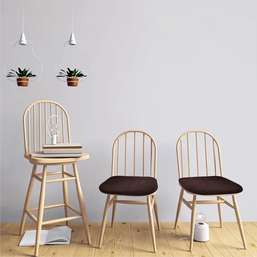 Miniatura 6 de Cojines de asiento de espuma marrón para sillas de cocina, almohadillas para sillas de comedor, paquete de 6 cojines antideslizantes para asientos
